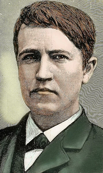 Edison, Thomas Alva (1847-1931). American Inventor. Nineteenth-century colored engraving