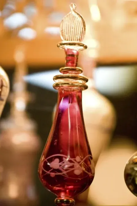 Framed Print : Egypt, Aswan. Intriguing blown glass perfume bottles at a perfumery visited on a Framed Print : Egypt, Aswan. Intriguing blown glass perfume bottles at a perfumery visited on a