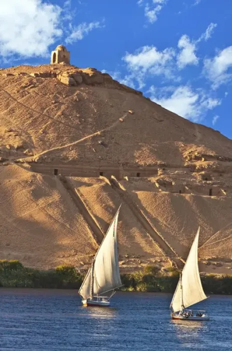 Framed Print : Egypt, Aswan, Nile River, Felucca sailboats, temple ruins and the large sand dunes Framed Print : Egypt, Aswan, Nile River, Felucca sailboats, temple ruins and the large sand dunes