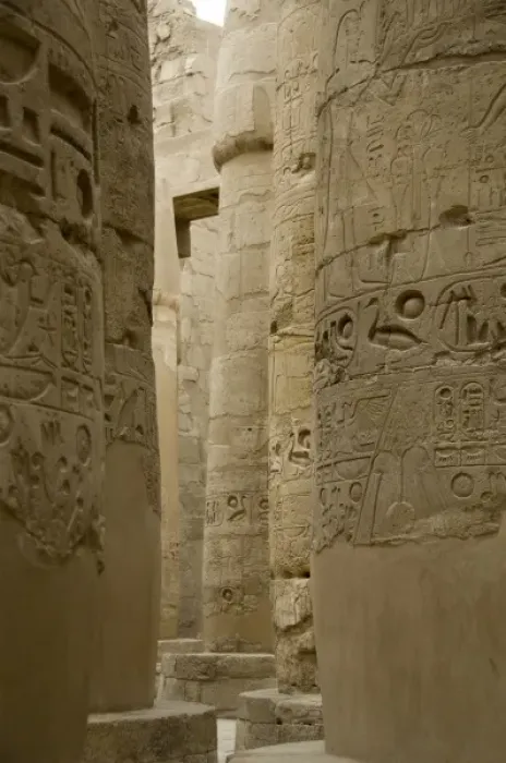 Framed Print : Egypt, Luxor, East Bank, Karnak Temple. Hieroglyphic covered columns in the hypostyle hall Framed Print : Egypt, Luxor, East Bank, Karnak Temple. Hieroglyphic covered columns in the hypostyle hall