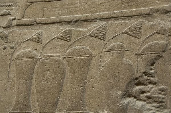 Egypt, Luxor, East Bank, Luxor Temple. Typical hieroglyphic covered wall, detail