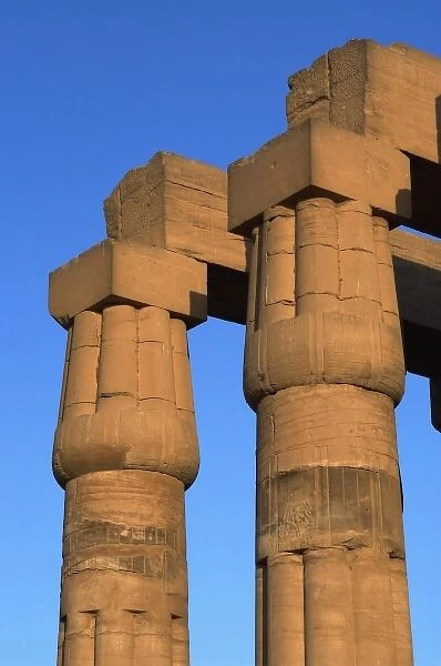 Egypt, Temple of Luxor. Fasciculated columns with papyrus capitals of hypostyle. New Kingdom