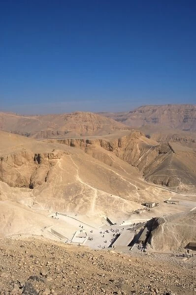 Egypt, Valley of the Kings. Overview of the mountain chain that stretches behind Deir el-Bahari
