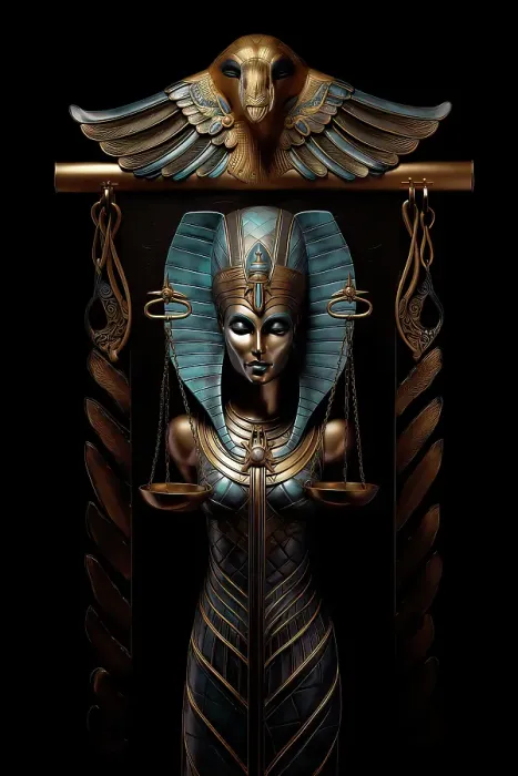 Framed Print : Egyptian balance scale to weigh one's heart. ©Jim Zuckerman  /  Jaynes Gallery  /  DanitaDelimont.com (AI)
