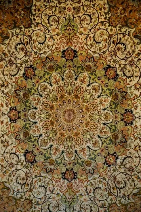 Framed Print : Egyptian Rug pattern design just outside of Cairo, Egypt