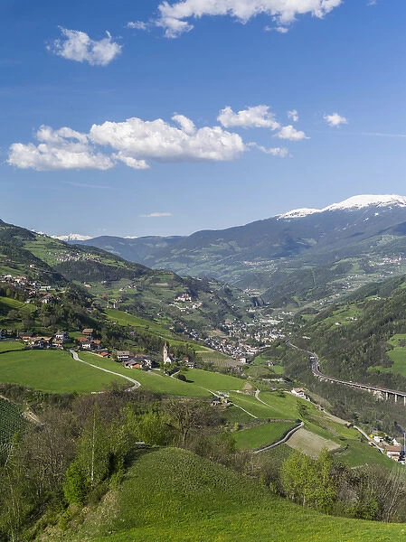 Eisack valley near Klausen, view towards Klausen and the brenner pass (brennero). Europe