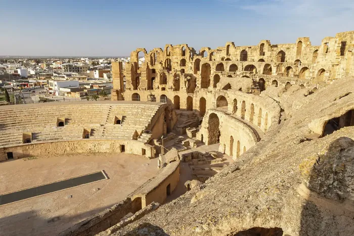 Framed Print : El Jem, Mahdia, Tunisia. March 14, 2023. Amphitheater of the Roman ruins at El Jem