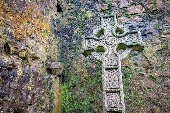 Framed Print : Elaborate Celtic cross marks a grave at a historic Irish church, County Mayo, Ireland Framed Print : Elaborate Celtic cross marks a grave at a historic Irish church, County Mayo, Ireland