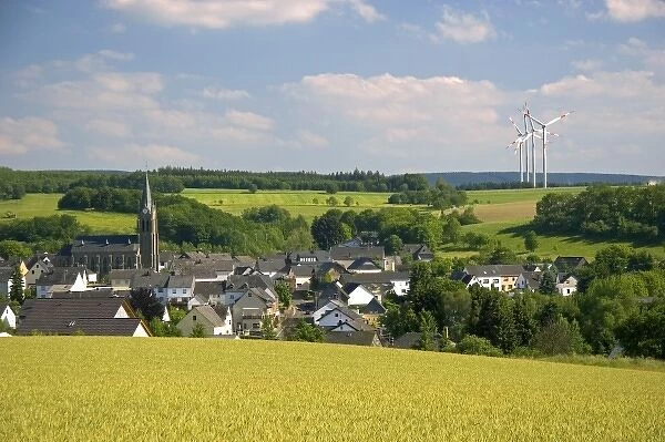 Electricity wind generators near a village in northwest Germany