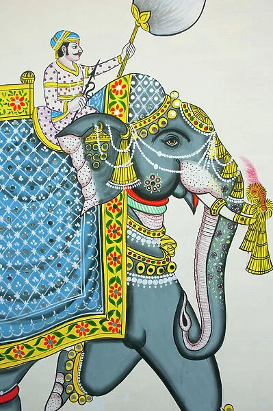 Elephant mural, Mahendra Prakash hotel, Udaipur, Rajasthan, India