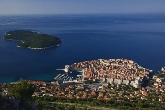 Framed Print : Elevated view of Dubrovnik in southern coast of Croatia on the Adriatic Sea, UNESCO