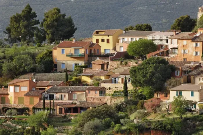 Framed Print : Elevated view of Roussillon, France Framed Print : Elevated view of Roussillon, France