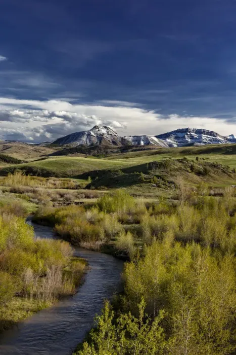 Framed Print : Elk Creek with fresh snow on Steamboat Mountain along the Rocky Mountain Front near