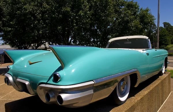 Elvis Presleys Green Cadillac Convertible in Graceland in Memphis, Tennessee, USA