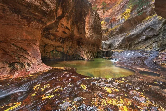 Framed Print : Emerald green pools in The Subway, Left Fork of North Creek, Zion National Park, Utah Framed Print : Emerald green pools in The Subway, Left Fork of North Creek, Zion National Park, Utah