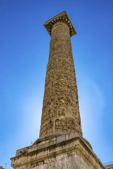 Framed Print : Emperor Marcus Aurelius Column, Rome, Italy. Column erected in 193 AD to commemorate