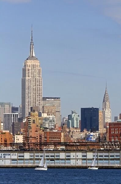 Empire State Building at left and Chrysler Building at right in New York City, New York, USA