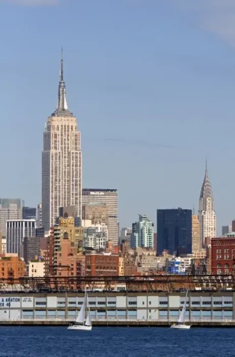 Framed Print : Empire State Building at left and Chrysler Building at right in New York City, New York, USA Framed Print : Empire State Building at left and Chrysler Building at right in New York City, New York, USA