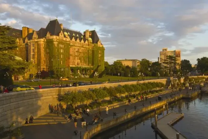 Framed Print : Empress Hotel and Inner Harbour waterfront, Victoria, Vancouver Island, British Columbia