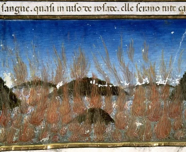 The end of the world and the Last Judgement. The sea will burn. Codex of Predis (1476)