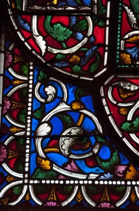 Framed Print : England, Kent, Canterbury. Canterbury Cathedral. Medieval stained glass windows