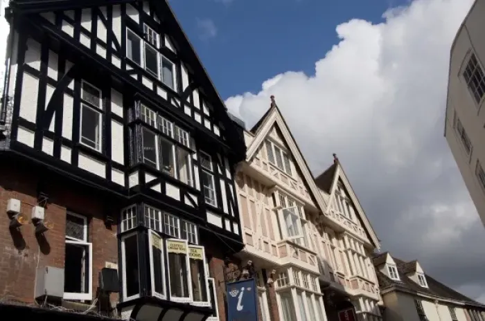 Framed Print : England, Kent, Canterbury. Historic High Street (aka St. Peters Street). Typical Framed Print : England, Kent, Canterbury. Historic High Street (aka St. Peters Street). Typical