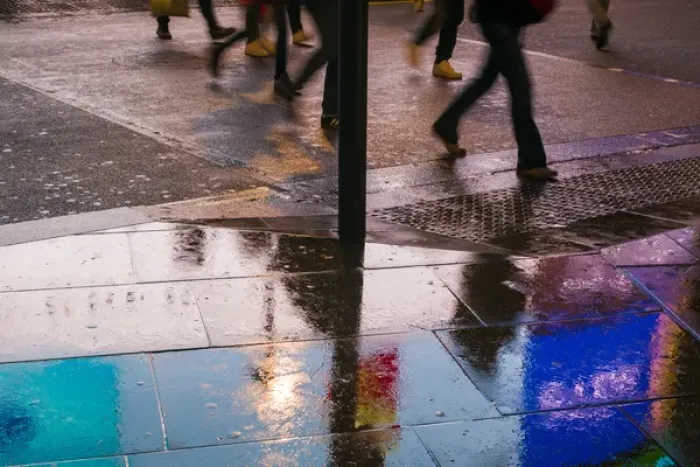 Framed Print : England, London, Soho, Piccadilly Circus, wet sidewalk reflections Framed Print : England, London, Soho, Piccadilly Circus, wet sidewalk reflections