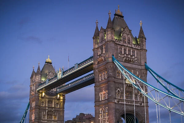 England, London, Tower Bridge, dusk