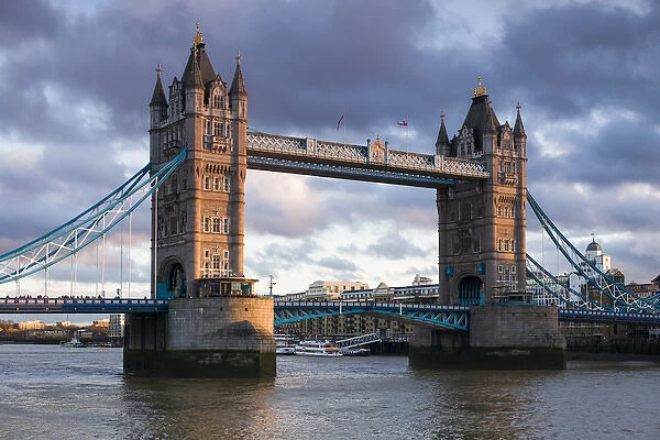 England, London, Tower Bridge, sunset