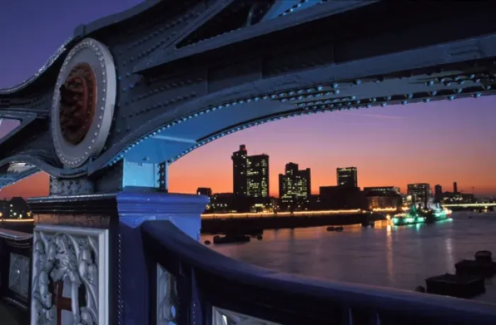 Framed Print : England, London, View of South Bank from Tower Bridge Framed Print : England, London, View of South Bank from Tower Bridge