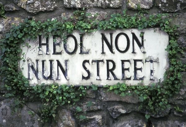 England, Wales, St. David s. Bi-ligual street sign
