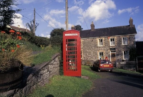England, Wales, Trapp. Rural post office and telephone booth