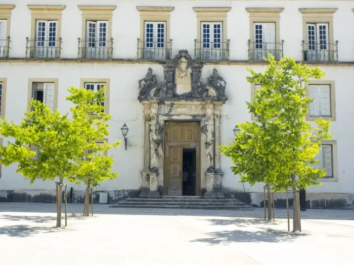 Framed Print : Entrance to the ancient University of Coimbra with the Via Latina colonnade