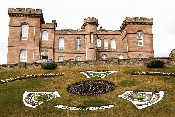 Front entrance of the famous Inverness Castle in quaint town of Inverness Scotland