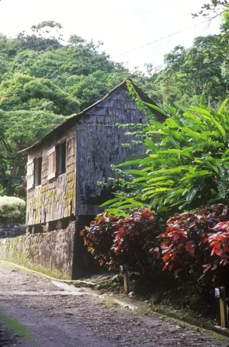 Framed Print : Entrance and old building on the Fond Deux Estate, St Lucia, Caribbean Framed Print : Entrance and old building on the Fond Deux Estate, St Lucia, Caribbean