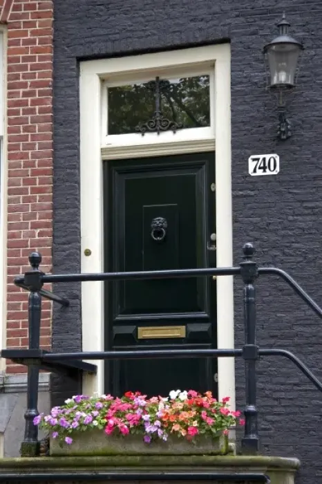 Framed Print : The front entrance to a row house in Amsterdam, Netherlands Framed Print : The front entrance to a row house in Amsterdam, Netherlands