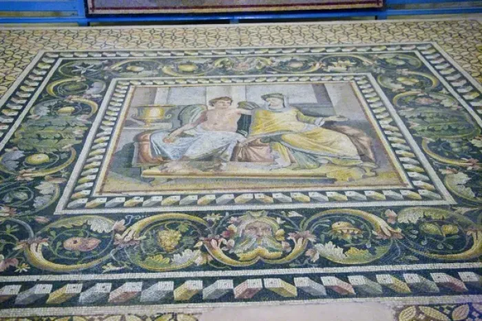 Framed Print : Eros (Cupid) and Psyche mosaic at Gaziantep Archaeology Museum, Gaziantep (Antep), Turkey