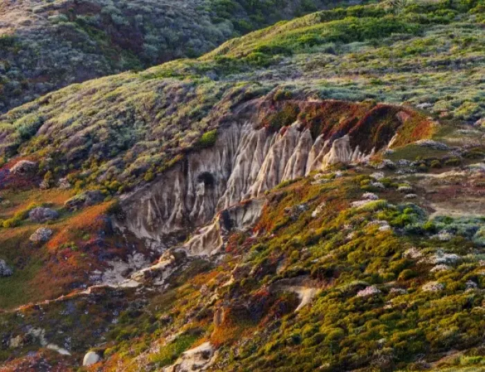 Framed Print : Erosion on rolling coastal hills, California Framed Print : Erosion on rolling coastal hills, California