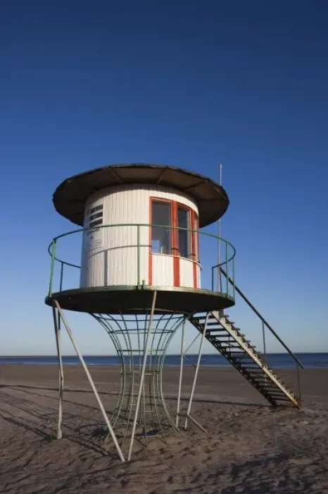 Framed Print : Estonia, Southwestern Estonia, Parnu, Parnu Beach, Baltic Sea, life guard station