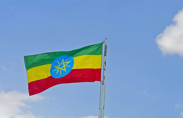 Ethiopia Africa flag of Ethiopia blowing in wind