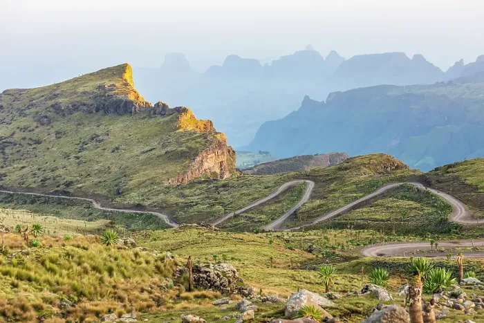 Framed Print : Ethiopia. Amhara. North Gondar. Winding road in the Ethiopian highlands Framed Print : Ethiopia. Amhara. North Gondar. Winding road in the Ethiopian highlands