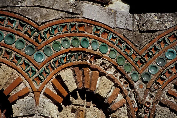 EU, Bulgaria, Nessebur (aka Nessebar), Arch Angel Gabriel Church, medieval brick