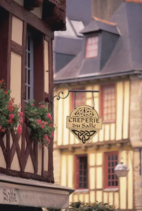 Framed Print : EU, France, Brittany, Finistere Quimper. Half Timbered Buildings, Old Town