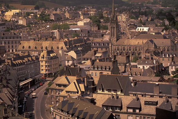 EU, France, Brittany, Finistere, Quimper. Town view with St. Mathieu Church