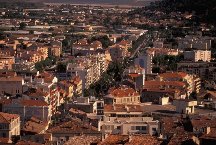 Framed Print : EU, France, Cote D Azur, Var, Hyeres. Old city view from Jardin de Noailles Framed Print : EU, France, Cote D Azur, Var, Hyeres. Old city view from Jardin de Noailles