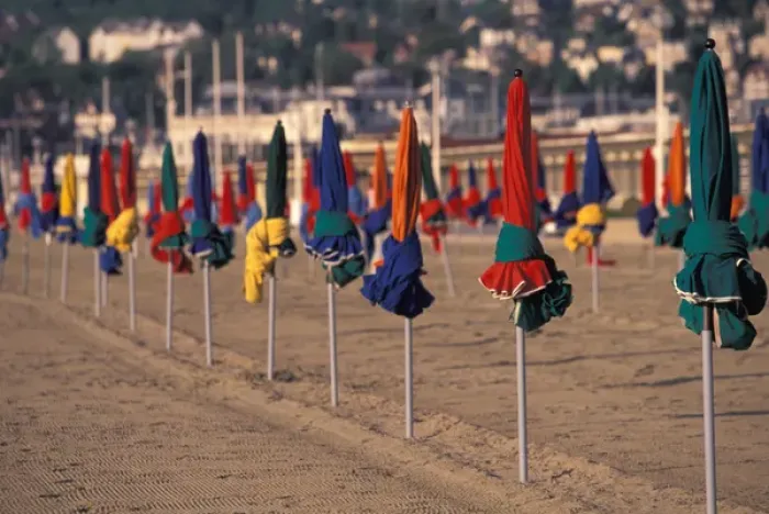 Framed Print : EU, France, Normandy, Calvados, Deauville. Promenade des Planches Beach, Beach Umbrellas Framed Print : EU, France, Normandy, Calvados, Deauville. Promenade des Planches Beach, Beach Umbrellas