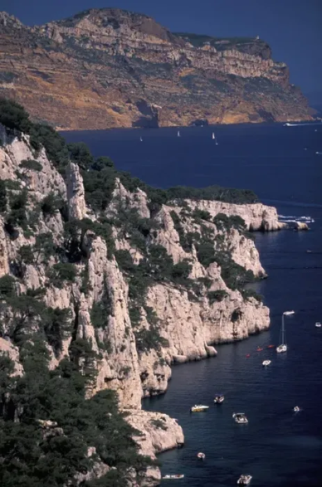 Framed Print : EU, France, Provence, Bouches-du-Rhone, Cassis. Calanque d En-Vau. View towards