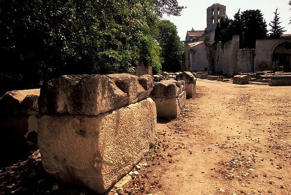 EU, France, Provence, Bouches-du-Rhone, Arles. Les Alyschamps, Roman Cemetary - Sarcophagi
