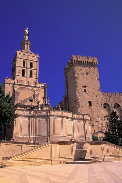EU, France, Provence, Vaucluse, Avignon. Palais des Papes, exterior in late afternoon