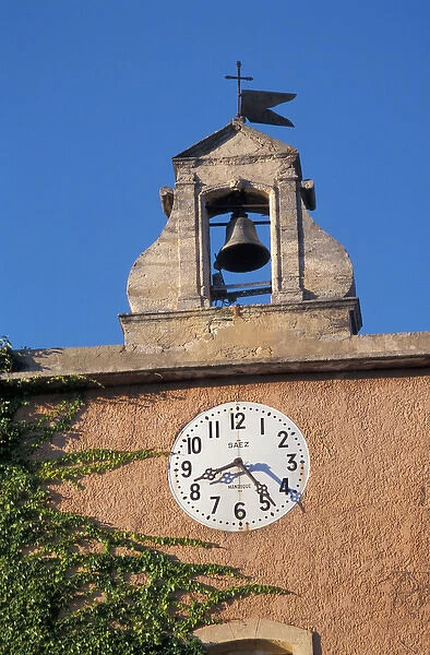 EU, France, Provence, Vaucluse, Rasteau. Clock tower